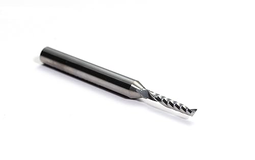 UpCut O Flute - Fresa de extremo de broca en espiral de 18 pulgadas de diámetro y vástago de 14 pulgadas con revestimiento DLC de carburo finalFresa