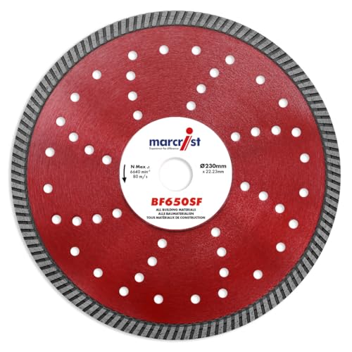 Image of Marcrist BF650SF 230mm Diamond Blade - Turbo Diamond Cutting Disc for Concrete & Masonry - Multi Material Cutting Disc for Angle Grinder & Cut-Off Saw - Wet & Dry cutting (12002)