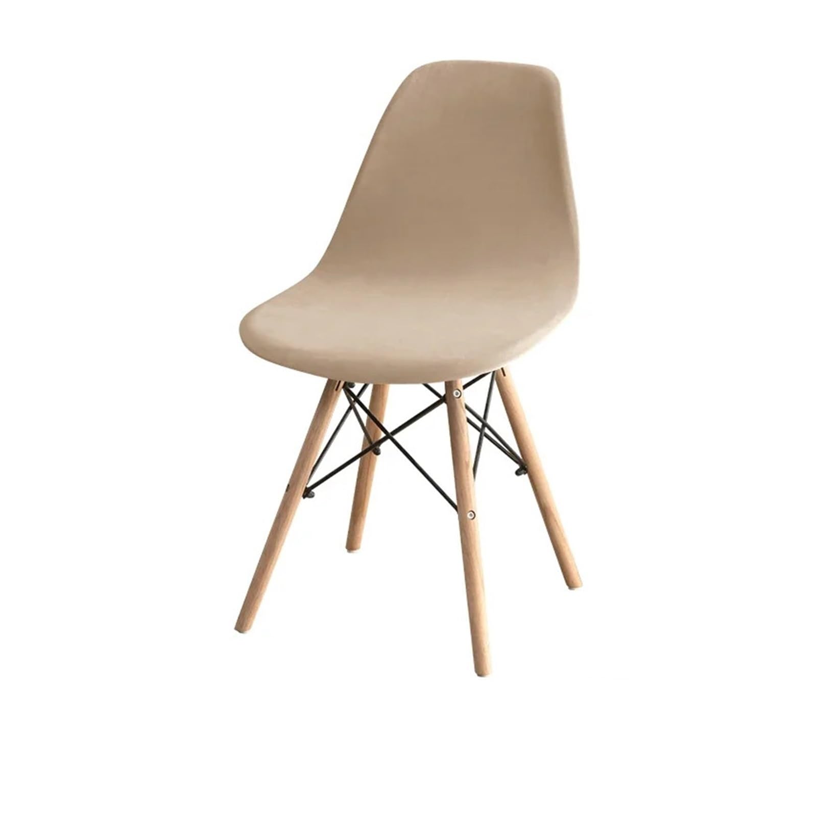 CIOPLJHKL 1PC Velvet Shell Chair Cover Stretch Spandex Armless Covers Solid Color Elastic Dining Seat Case Wedding Hotel Banquet for Hotel, Banquet(A1-Light khaki)