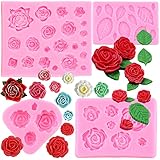 Mujiang Rose Flower Cake Fondant Mold Leaf Silicone Molds For Chocolate Candy Polymer Clay Cake Decorating Set Of 4