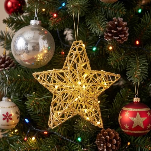 Metal Christmas Hanging Star Lights for Home Decor, Star Decorations (S) - image 1