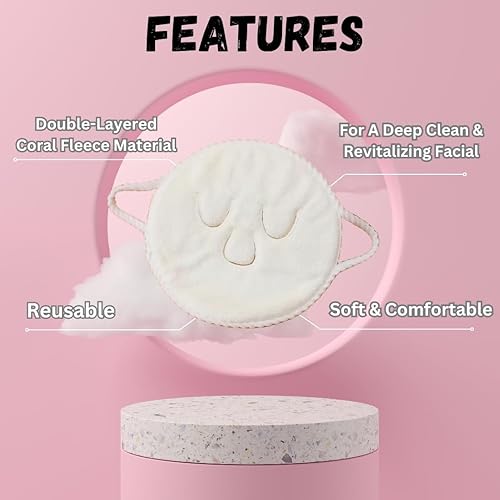 Miniatura 2 de SEDLAV Toalla facial de compresión caliente de doble capa  Toalla facial reutilizable de forro polar coral para limpieza profunda, vaporizador