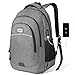 Produktbild KUSOOFA Herren Rucksack, Business Laptop Rucksack, Studenten Wasserdicht Notebook Backpack, 15,6 Zoll Schulrucksack mit USB-Ladeanschluss, Vielen Taschen und Fächern (Grau)