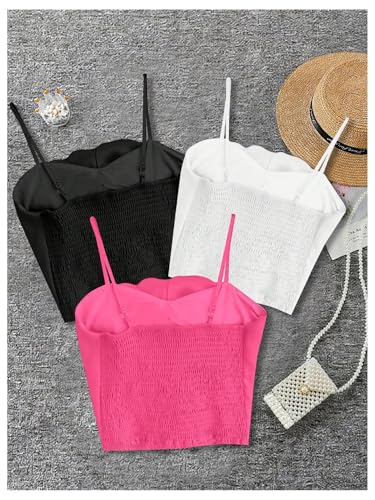 GORGLITTER Women's 3 Pack Flower Crop Tops Casual Floral Backless Sleeveless Cute Summer Dressy Going Out Tank Tops 20252