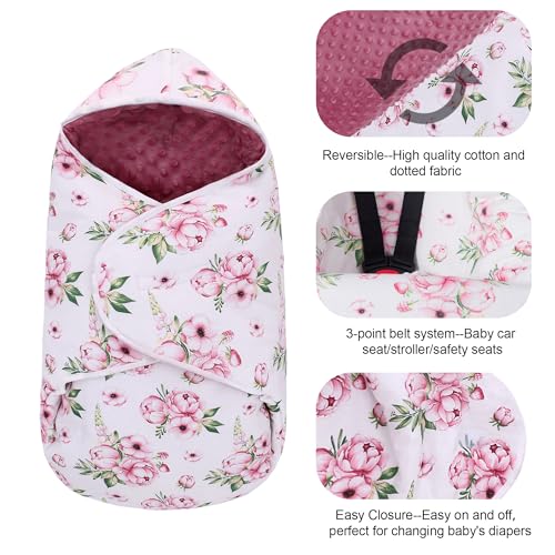 Chancelière universelle bébé fleur rose pour poussette et siège auto