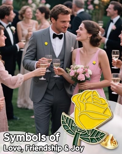 24 Pack Rose Enamel Lapel Pins, 1.2" Flower Brooch Badges for Men & Women - Perfect for Clothes, Bags, Hats - White4