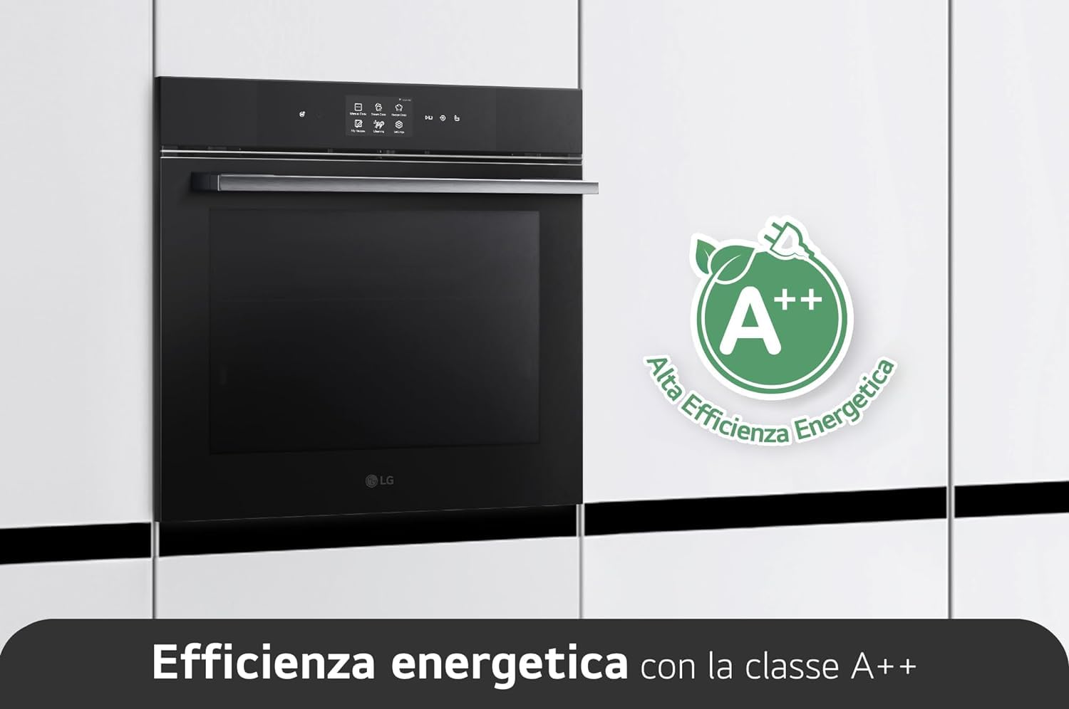 LG InstaView WSED7667M Forno da Incasso 100% Vapore, classe A++, 76L, 250°C, Display Touch 4,3", Air Fry, Sous Vide, Pizza, EasyClean, Wi-Fi, Cerniere Ammortizzate, Sonda Temperatura, Nero