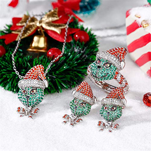 Jeulia Christmas Monster Inspired Sterling Silver Diamond Ring Round Cut CZ Engagement Ring Anniversary Wedding Women Gift Santa Band with Jewelry Box 6