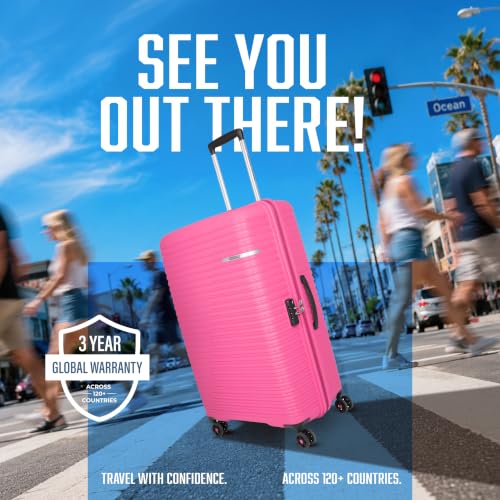 Image of American Tourister Liftoff+ | Medium Size Check-in Trolley Bag (67 cm) for Travel | 360 8 Wheel Travel Luggage | Hard Case Polypropylene (PP) Suitcase | Mounted TSA Lock | Berry Blast