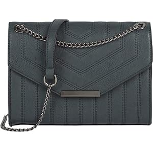 styleBREAKER dames schoudertas met siernaden en ketting, schoudertas, handtas, tas 02012308, kleur:Donkerblauw