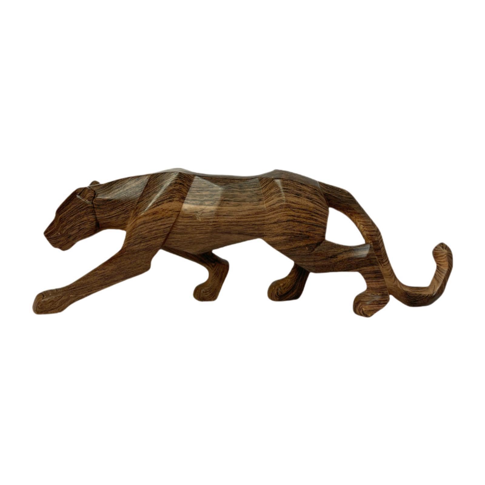 PIXZCSA Sculpture Animal Craft Leopard Figurine Home Decor Sculpture Animal Craft Gift Modern Art Home Party Leopard Sculptures, brown, 25.5x8.5x5cm