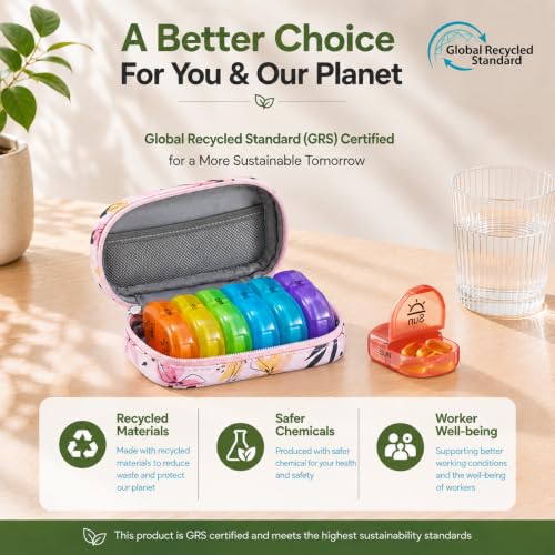Image of Serfeymi Weekly Travel Pill Organizer 2 Times a Day AM PM Rainbow Pill Box