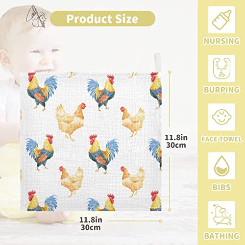 Image of Vvfelixl Cotton Baby Muslin Washcloths Soft Baby Face Towel for Newborn Infants, 11.8 X 11.8 Inch, 3 Pack White