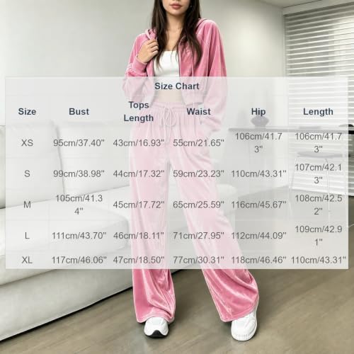 Velour Tracksuit Womens Y2K 2 Piece Jacket Wide Leg Pants Velvet Sweatsuit - image 3