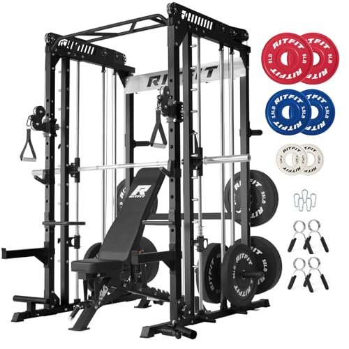 RitFit M1 Pro Smith Machine Cable Crossover Power Cage Home Gym