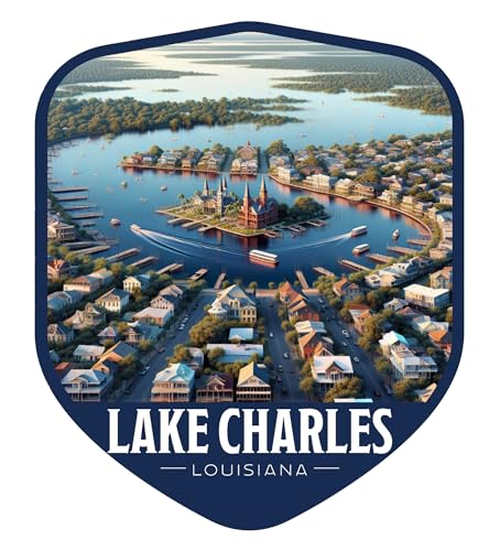 Imán de vinilo vintage Lake Charles Louisiana 3 pulgadas miniatura 1