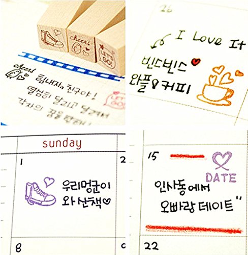 Diary Stamp Set,Wooden Rubber Signet For Children Diy Scrapbooking Planner Card Making(25Pcs,Love Heart) #TOP7