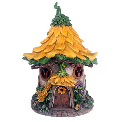 Preisvergleich Produktbild Beleuchtete Gartendekoration, gelbes Feenhaus, solarbetrieben