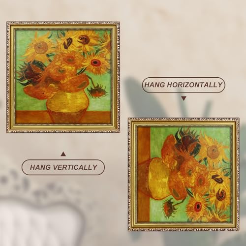 Image of 12x12 Frame Gold Vintage Picture Frame Wood Ornate Antique | Shatter-resistant Plexiglass, Wall Hanging