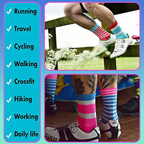 GuaziV Cycling Socks for Men & Women，Colorful Compression Hiking Socks Running Socks for Travelling, Walking, Climbing4