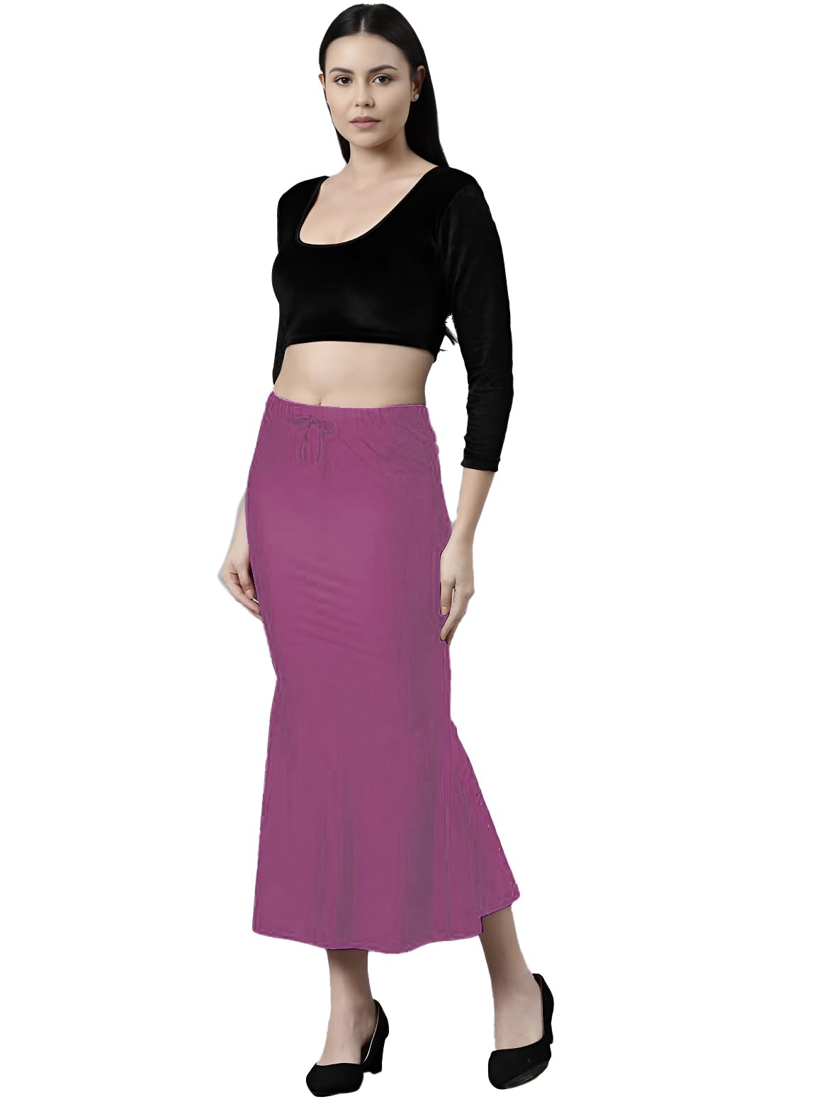 Shreeji DesignerSaree Shapewear Petticoat Stretchable for Women, Cotton Lycra Blended,Petticoat,Skirts for Women,Shape Wear Dress for Saree, Purple, XL