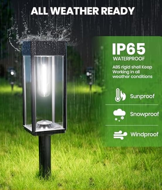 Bright Solar Pathway Lights Outdoor Waterproof IP65, 8 Pack Auto On/Off Solar Outdoor Lights for Path, Yard, Landscape, Lawn, Patio, Walkway, Driveway, Garden Decor Lighting Solar Powered