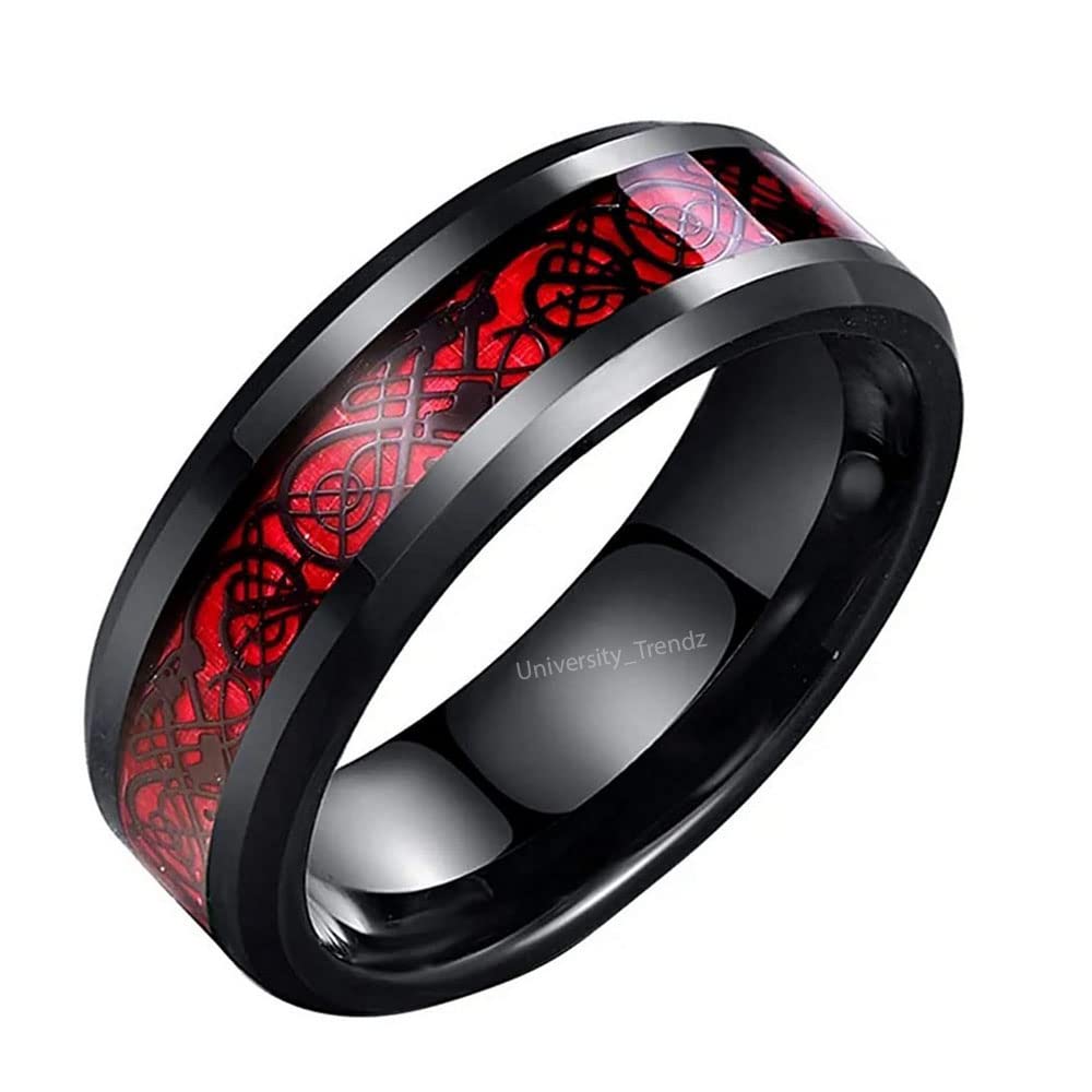 university trendz 8mm Red Celtic Dragon Stainless Steel Finger Ring for Men & Women-picture-10