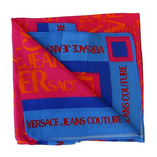 VERSACE JEANS COUTURE Hot Pink/Blue Signature Graffiti Print Medium Square Scarf3