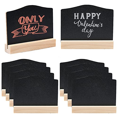 YHSKJCD 10 Piezas Mini Pizarra Pequeña de Madera Mini Letreros de Pizarra de Pie con Soporte de Madera Mini Pizarras para Hosteleria Buffet Decoración de Bodas Cumpleaños Bares y Fiestas