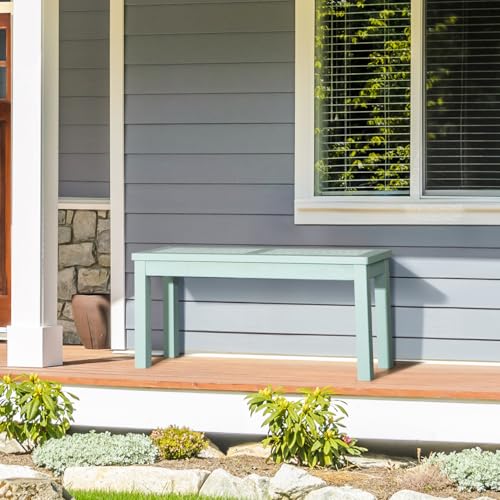 Image of VINGLI Outdoor Wooden Bench, 40 inch Porch Bench Outdoor Backless Garden Bench, Small Outdoor Bench for Deck Patio Entryway (Mint Green, 40in)