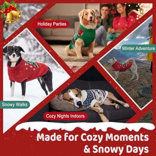 Image of Cozy Stretch Dog Turtleneck Sweater -Dog Christmas Sweater Pullover, Soft Warm Knit Dogs Sweaters for Boy & Girl Pets,Cold Weather Outfit for Small Medium Large Pups,Green Paw S