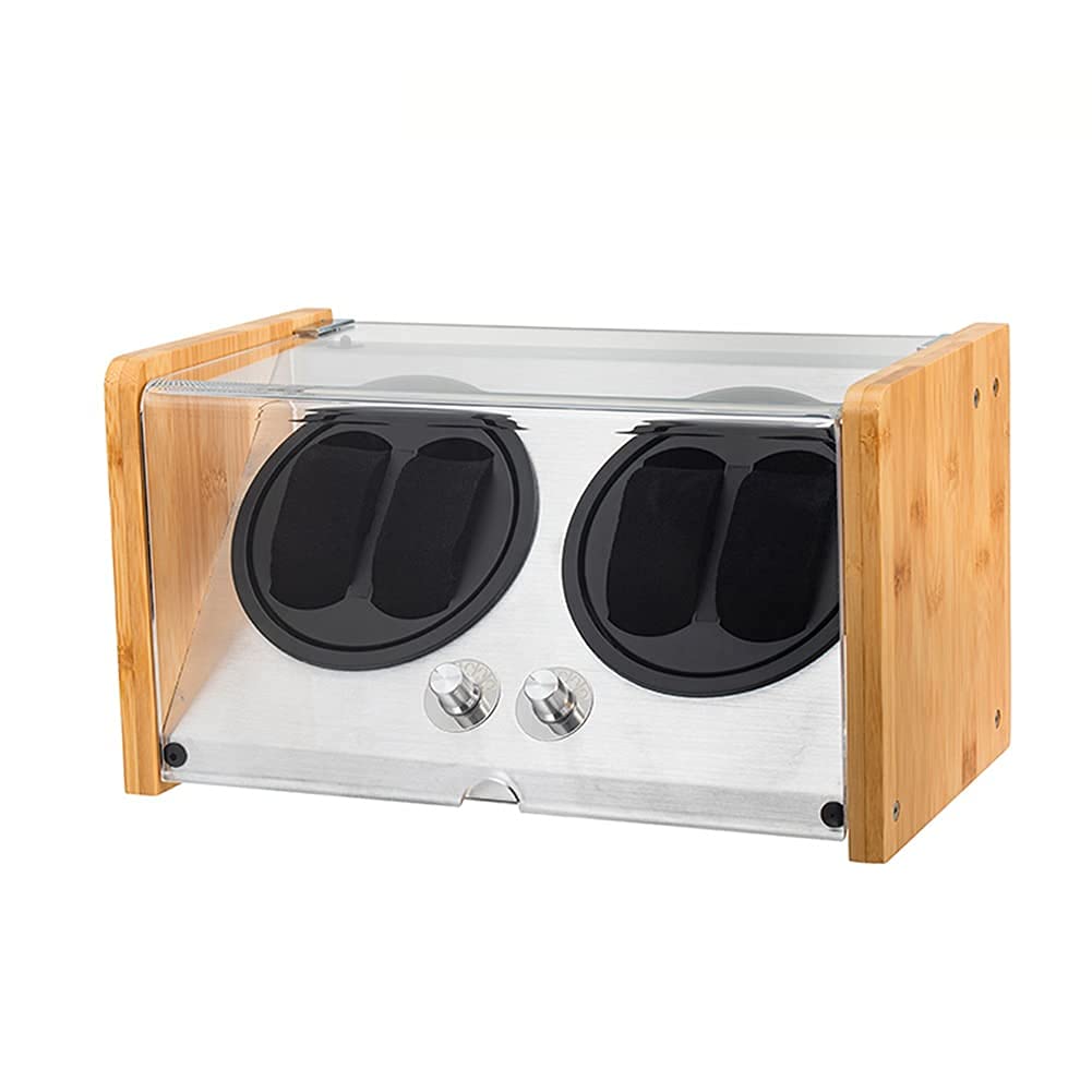Caja enrolladora de Relojes automática con Motor Ultra silencioso, 5 Modos de rotación, Carcasa de Madera, Funciona con Pilas o Adaptador de CA.，