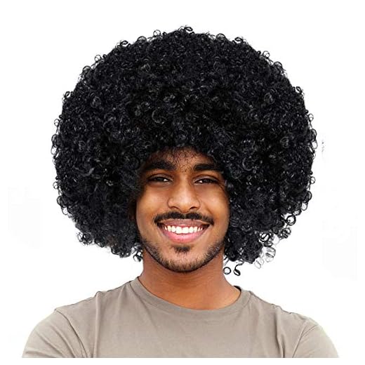 Joy Join Unisex Short Fluffy Afro Funny Wigs for Halloween,Holiday Party Clown Costume (Black)