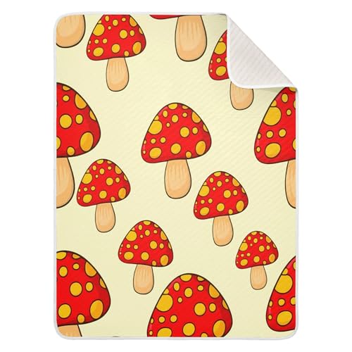 Burbuja Cartoon Red Mushrooms Baby Blanket for Boys Girls, Nursery Soft Warm Swaddling Receiving Baby Blankets, 30x40 in Toddler Blanket