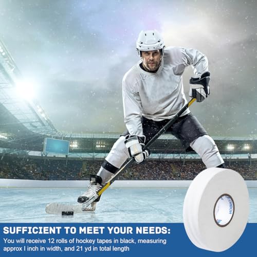 YSYONM Hockey Tape White SportsTape Strong Adhesive Athletic Tapes & Wraps for Ice & Roller Hockey Stick, Blade & Handle Protector(1Roll, 1Inch x 25M)