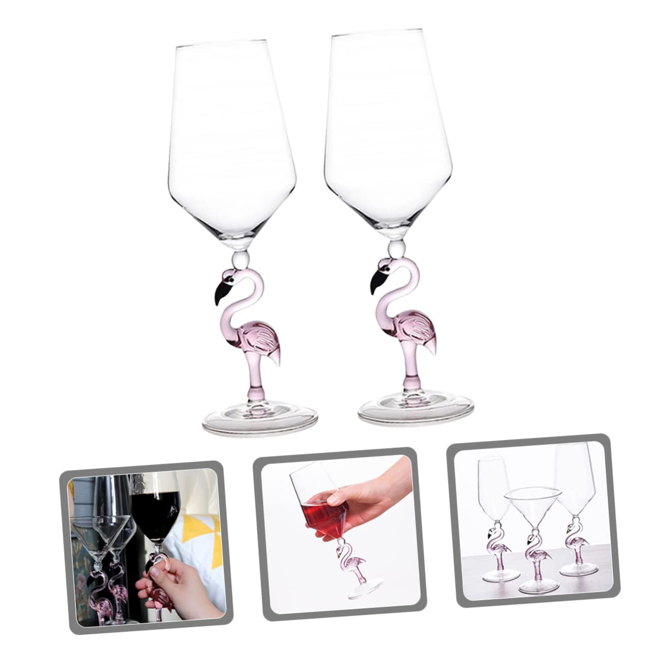 Cabilock 2 Piezas Vasos de Cóctel de Flamenco de Resistente los Copas de Vino Creativas para Fiestas Uso Multifuncional Bares y Restaurantes