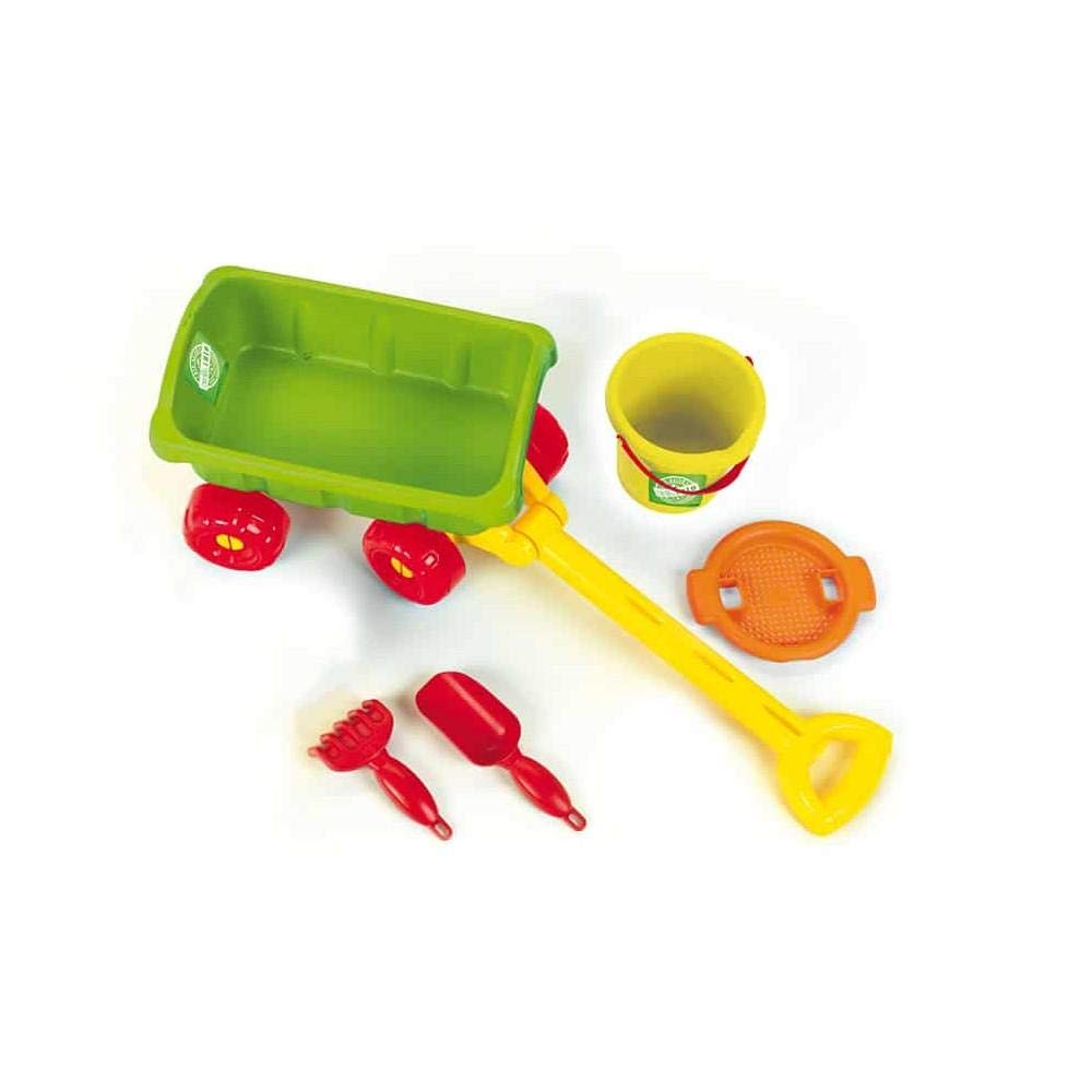 Theo Klein 7619 KLEIN goes BIO Chariot de Plage Robuste Chariot de Plage en Bioplastique avec Seau Râteau Pelle et Tamis Jouet pour Enfants à Partir d'un an