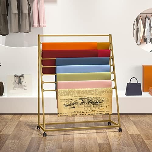 Heavy Duty Scarf Rack z kółkami, Dwustronny metalowy wieszak na wieszaki do sklepu detalicznego i organizacji domu, mobilna półka na ręczniki odzieżowe, Solidne złote czarne białe wykończenie