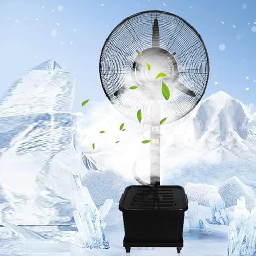 Industrial Misting Pedestal Fan with 3 Cooling Speeds, 11 Gallon Standalone Tank Large Commercial Outdoor Atomizing Cooling Fan for Garage and Workshop (750cm)