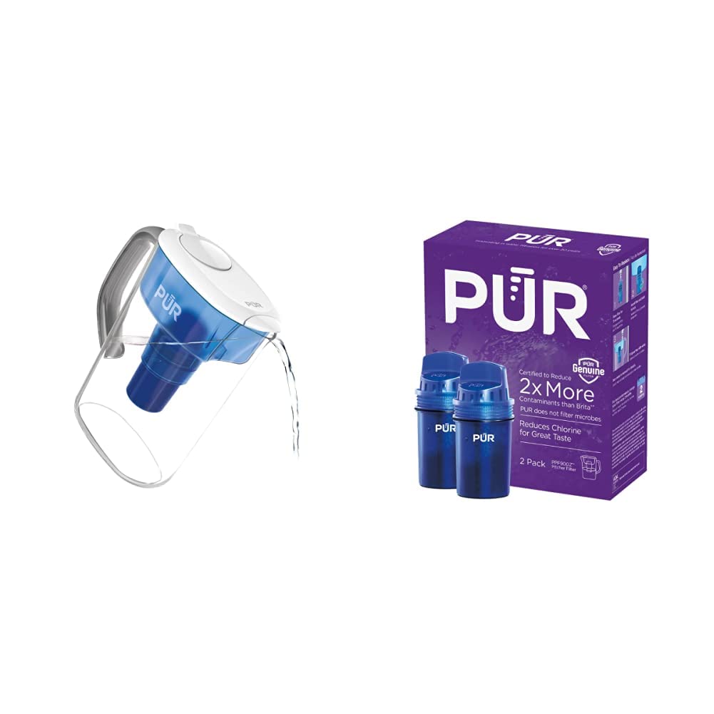 PUR Water Pitcher Filtration System, 7 Cup, Clear/Blue