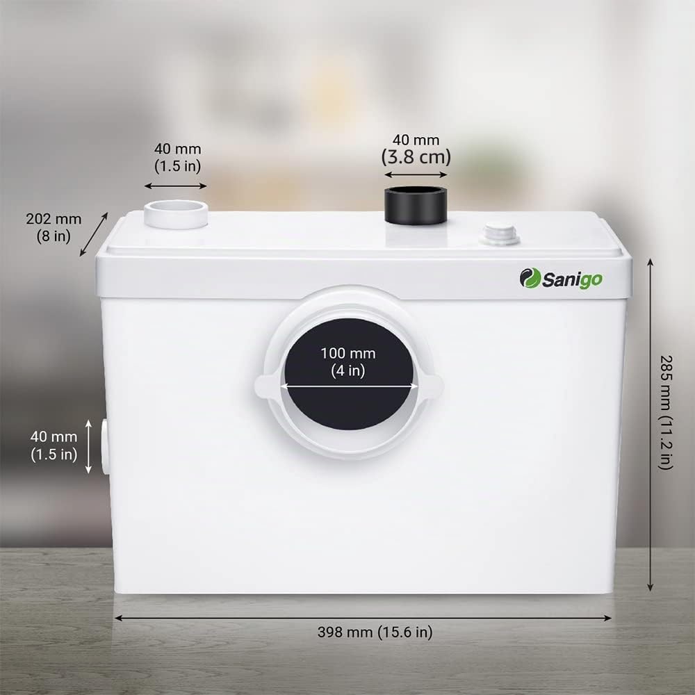 SANI600 Trituradora sanitaria bomba automática 600 W 3/1 entradas inodoro lavabo Blanco
