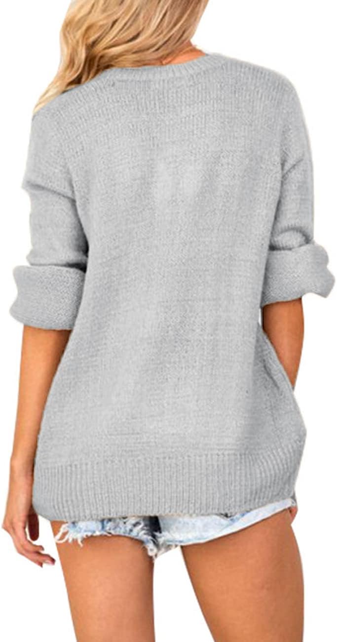LookbookStore Women's Knit Long Sleeve Faux Wrap Surplice V Neck Sweater Top - Image 2