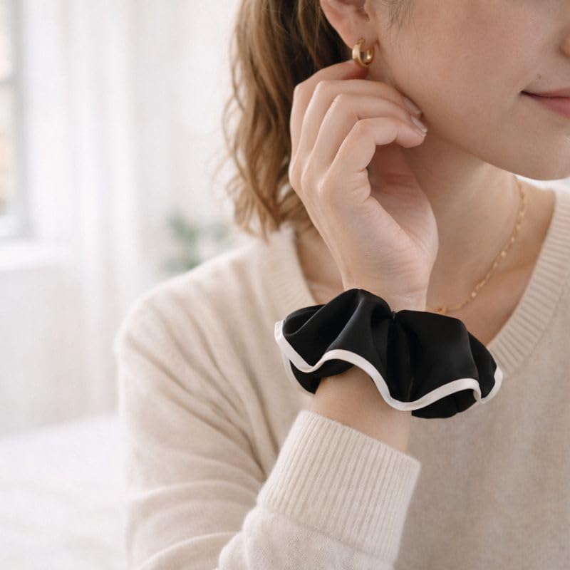 Soft Fabric Hair Elastics for Women, Gentle No Damage Hair Ties for Daily Wear & Ponytails, 4 Pack, Comfortable Stretch