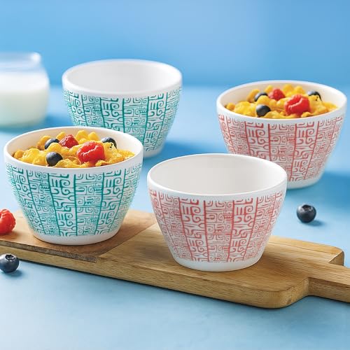 Image of Larah by BOROSIL Opalware Bowl | Microwave & Dishwasher Safe Dinner Bowls for Salad, Fruits, Dal, Maggi, Snacks, Cereal | Breakfast Bowls | Ideal Crockery for Gifting (Tribe & Clan, 4pc Set)