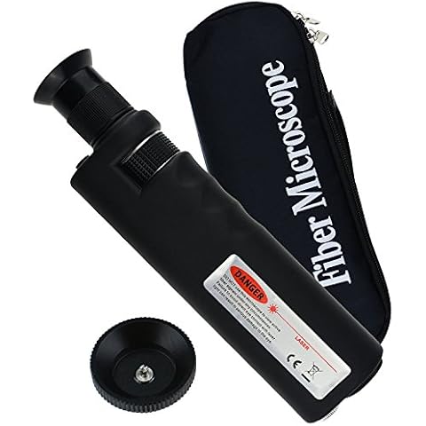 400x Handheld Fiber Optic Microscope Inspection Tool Portable Microscope Fiber Optic Tools Lighted Pocket Microscope LED Light Coaxial Illumination 2.5mm FC SC ST and 1.25mm LC Adapter Cover