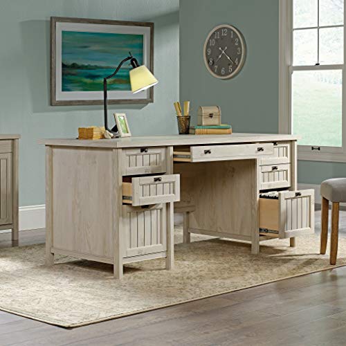 Sauder Costa Executive Desk, L: 65.12" X W: 29.53" X H: 30.0", Chalked Chestnut Finish #TOP6