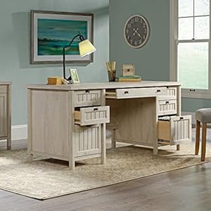 Sauder Costa Office Desk with Drawers Executive Desk with File Drawer Storage in Chalked Chestnut