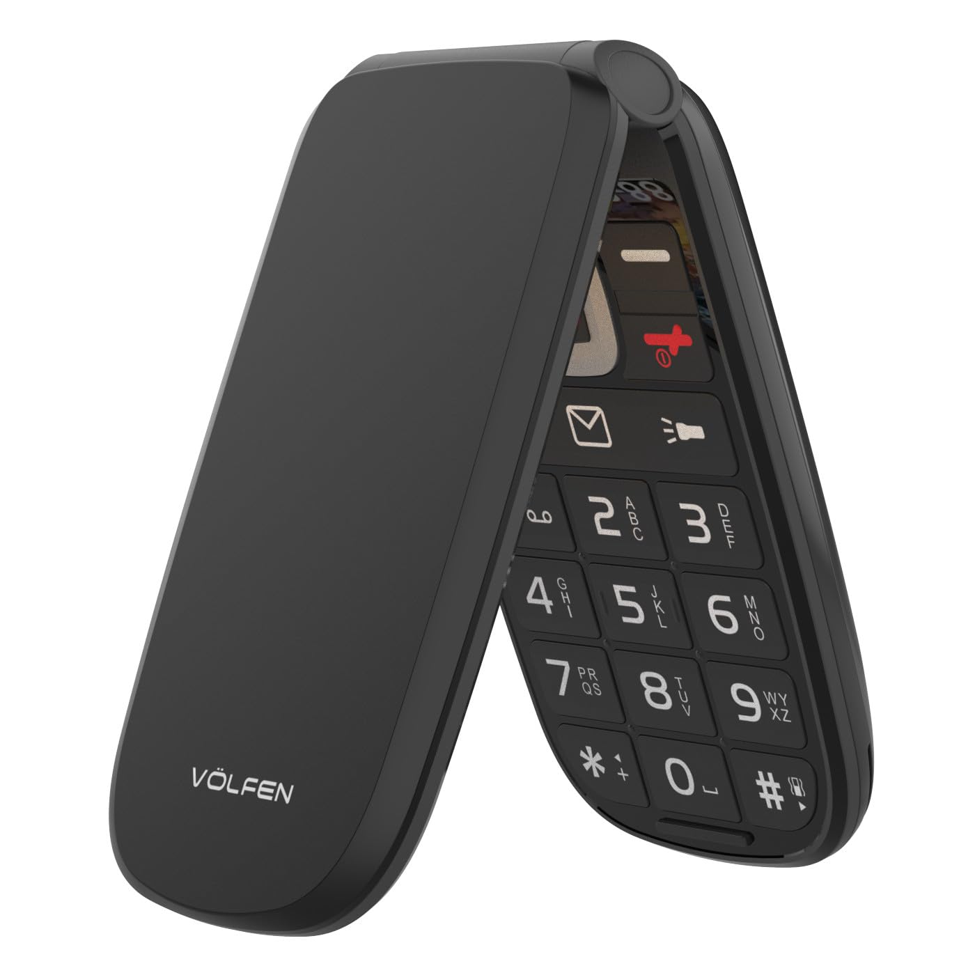 Astro Flip 4G - Teléfono Móvil para Personas Mayores con Tapa, Teclas Grandes y Pantalla XXL de 2,8”, Botón SOS, Fácil De Usar, Base de Carga USB-C, Doble SIM (Negro)
