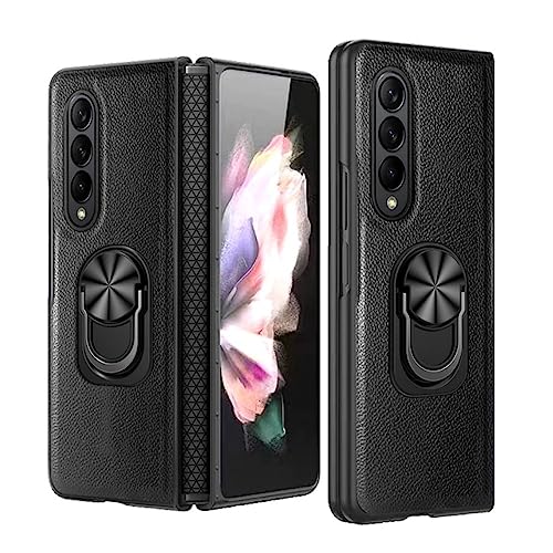 Coque Samsung Z Fold 4 en TPU souple avec anneau et protection charnière texture litchi