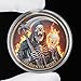 Memento Mori Challenge Coin – Grim Reaper with Flaming Skull and Hourglass Design, Life is Brief Death Reminder Token, Metal Collector Coin with Acrylic Case for Reflection and Display